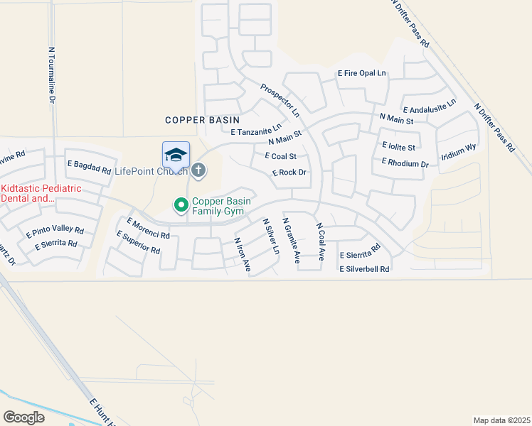 map of restaurants, bars, coffee shops, grocery stores, and more near 4146 East Morenci Road in Queen Creek