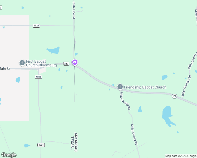map of restaurants, bars, coffee shops, grocery stores, and more near 285 Arkansas 160 in Miller County