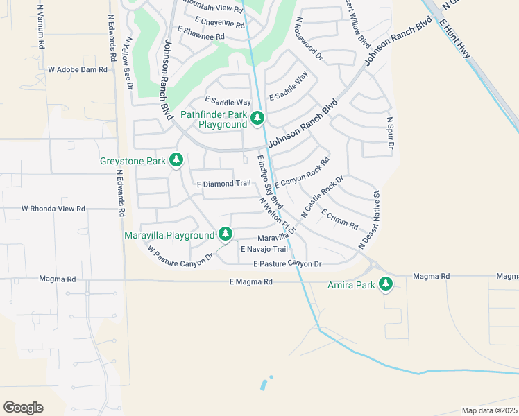 map of restaurants, bars, coffee shops, grocery stores, and more near 532 East Red Mesa Trail in San Tan Valley