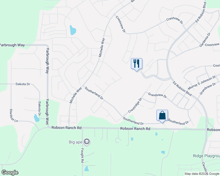 map of restaurants, bars, coffee shops, grocery stores, and more near 9717 Cypress Street in Denton