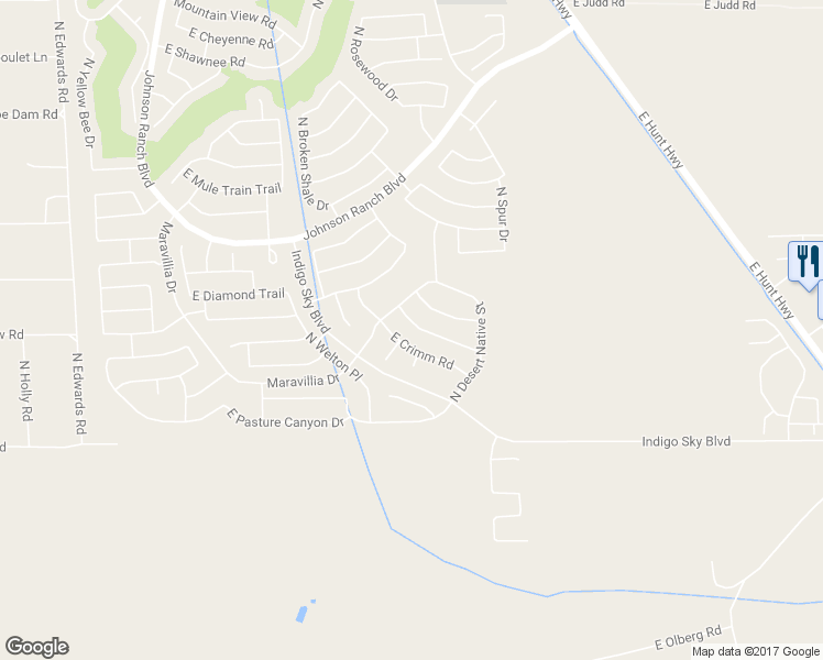 map of restaurants, bars, coffee shops, grocery stores, and more near 965 East Saddleback Place in Queen Creek