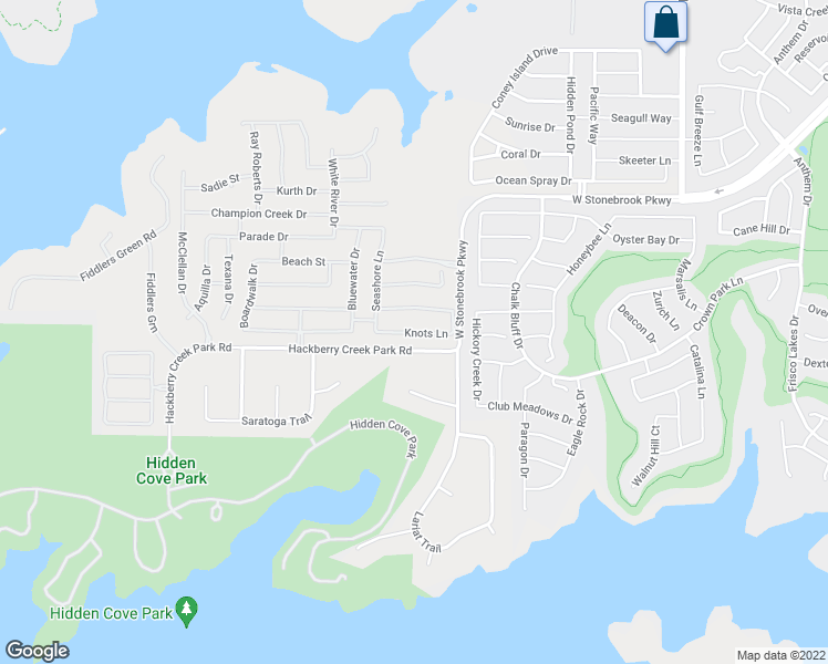 map of restaurants, bars, coffee shops, grocery stores, and more near Knots Lane in Frisco