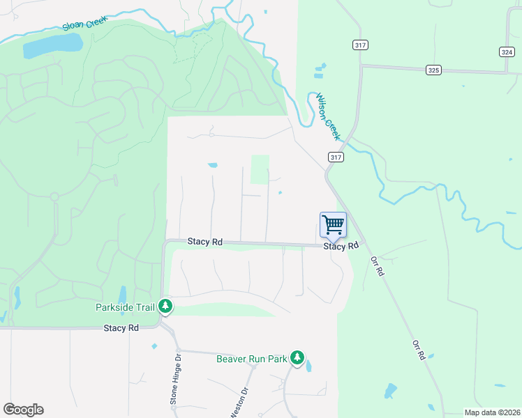 map of restaurants, bars, coffee shops, grocery stores, and more near 1753 Stacy Road in Fairview