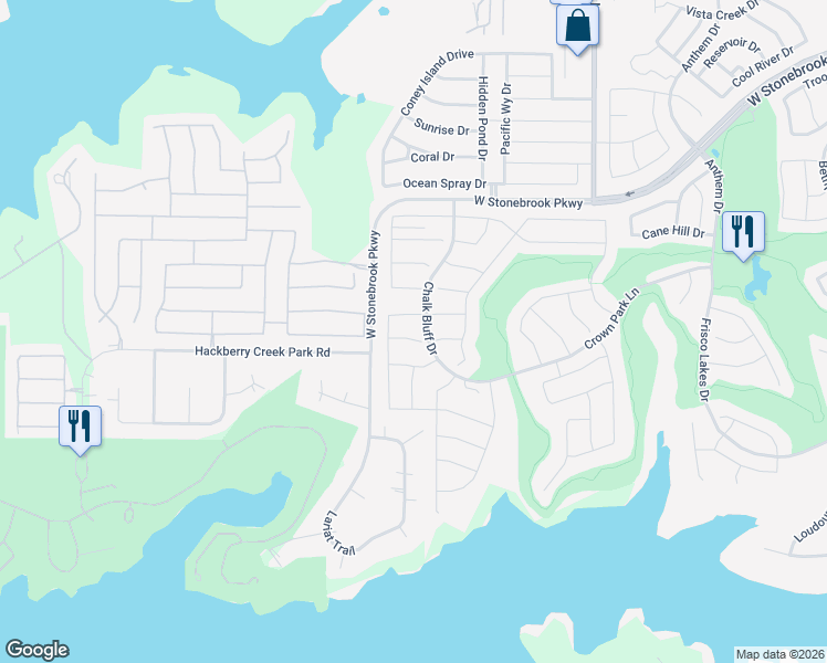 map of restaurants, bars, coffee shops, grocery stores, and more near 3197 Bobber Street in Frisco