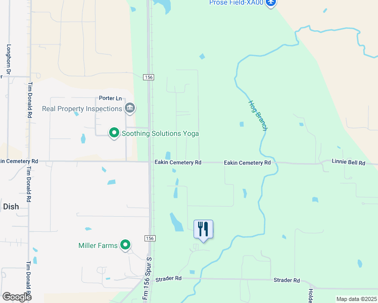 map of restaurants, bars, coffee shops, grocery stores, and more near 8988 Eakin Cemetery Road in Justin