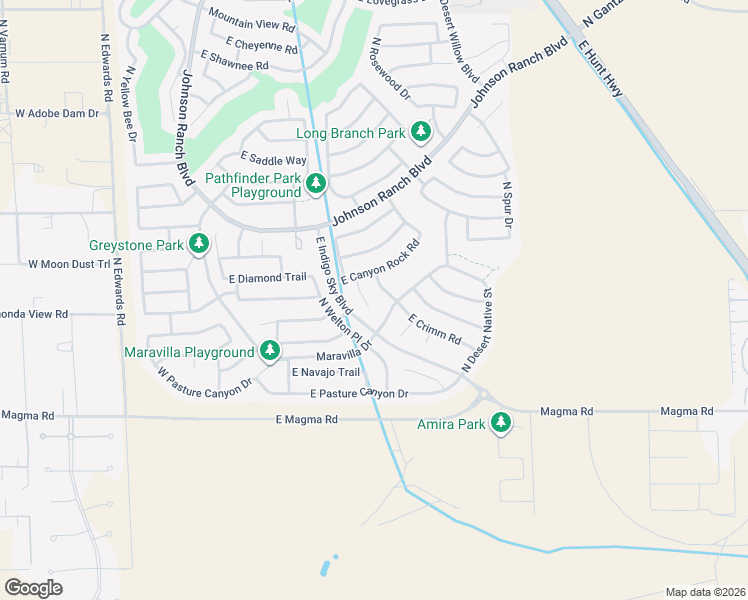 map of restaurants, bars, coffee shops, grocery stores, and more near 28316 North Castle Rock Drive in San Tan Valley