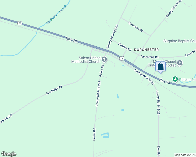 map of restaurants, bars, coffee shops, grocery stores, and more near 174 Salem Road in Dorchester County