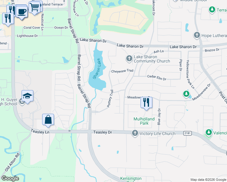 map of restaurants, bars, coffee shops, grocery stores, and more near 3003 Clay Trail in Corinth