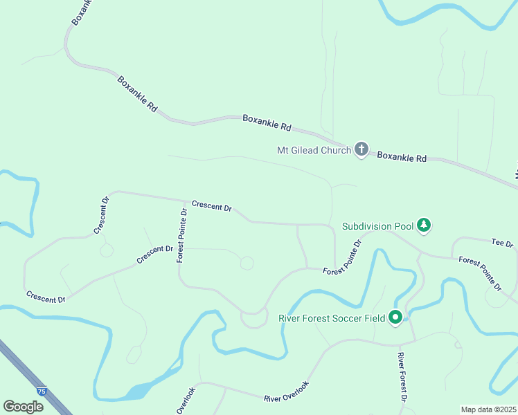 map of restaurants, bars, coffee shops, grocery stores, and more near 206 Crescent Drive in Forsyth
