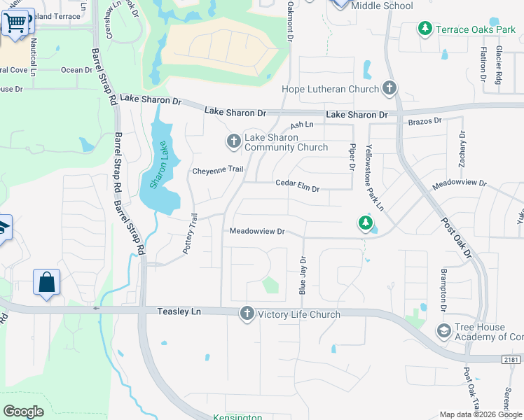 map of restaurants, bars, coffee shops, grocery stores, and more near 1601 Redwood Drive in Corinth
