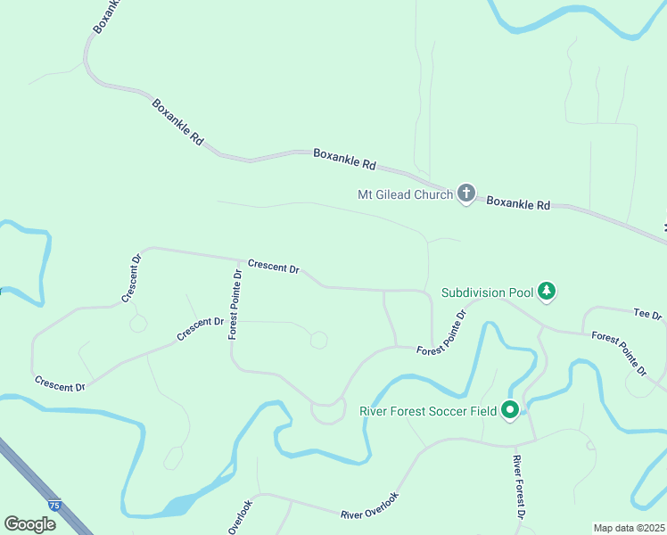 map of restaurants, bars, coffee shops, grocery stores, and more near 206 Crescent Drive in Forsyth