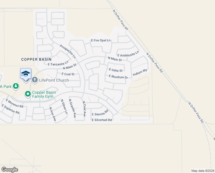 map of restaurants, bars, coffee shops, grocery stores, and more near 28512 North Black Pearl Road in San Tan Valley
