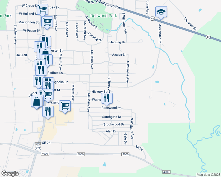 map of restaurants, bars, coffee shops, grocery stores, and more near 1801 South Florey Avenue in Mount Pleasant