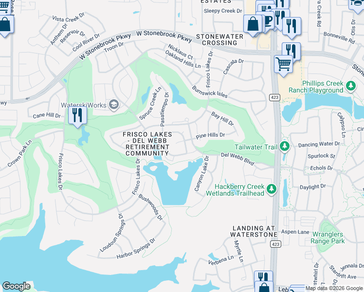 map of restaurants, bars, coffee shops, grocery stores, and more near 7058 Ponte Vedra Drive in Frisco