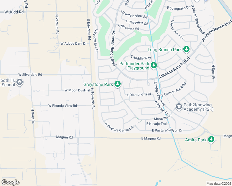map of restaurants, bars, coffee shops, grocery stores, and more near 54 West Gold Dust Way in Queen Creek