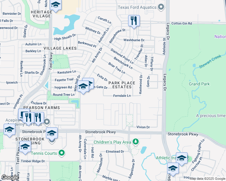 map of restaurants, bars, coffee shops, grocery stores, and more near in Frisco
