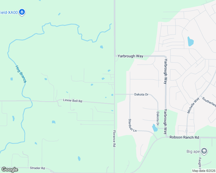 map of restaurants, bars, coffee shops, grocery stores, and more near 5900 Florance Road in Justin