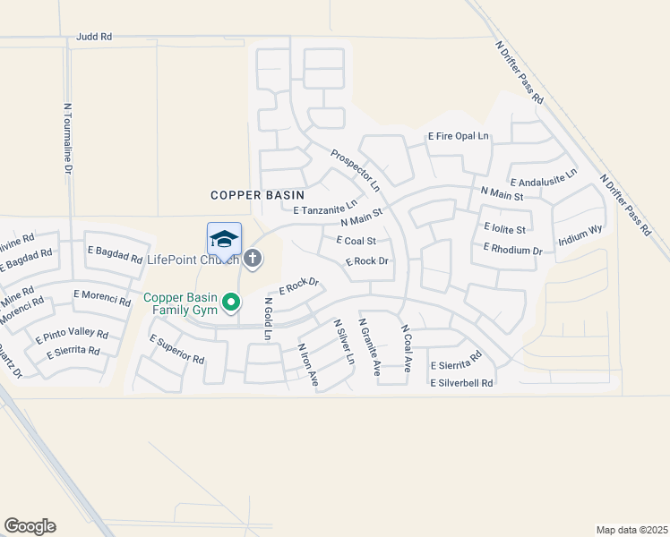 map of restaurants, bars, coffee shops, grocery stores, and more near 28462 North Dolomite Lane in Queen Creek