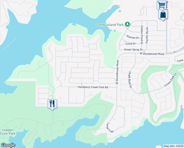 map of restaurants, bars, coffee shops, grocery stores, and more near 5200 Bluewater Drive in Frisco