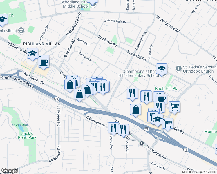 map of restaurants, bars, coffee shops, grocery stores, and more near 177 Calle Querido in San Marcos
