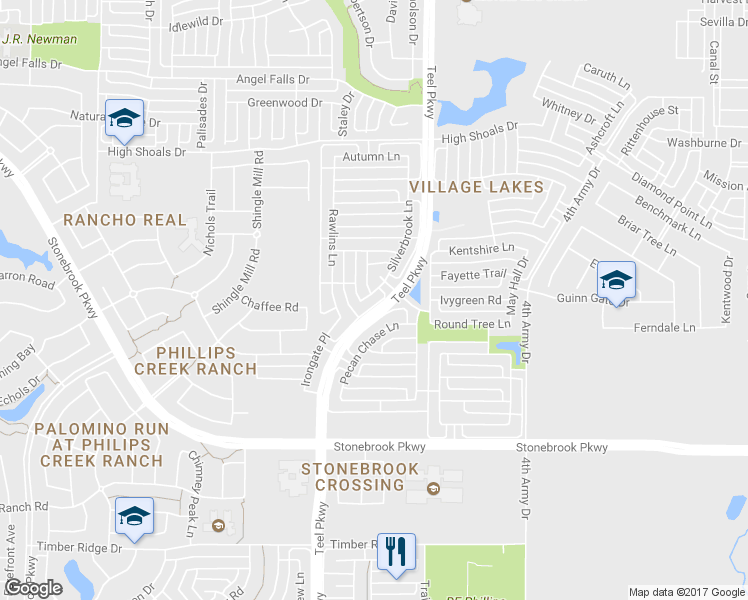map of restaurants, bars, coffee shops, grocery stores, and more near 7148 Silverbrook Ln in Frisco
