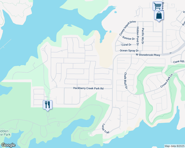 map of restaurants, bars, coffee shops, grocery stores, and more near 5124 Seashore Lane in Frisco