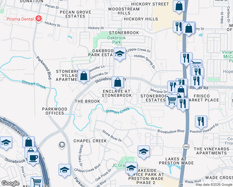 map of restaurants, bars, coffee shops, grocery stores, and more near 8083 Stonebrook Parkway in Frisco