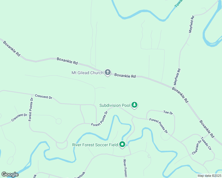 map of restaurants, bars, coffee shops, grocery stores, and more near 101 Courtyard Place in Forsyth