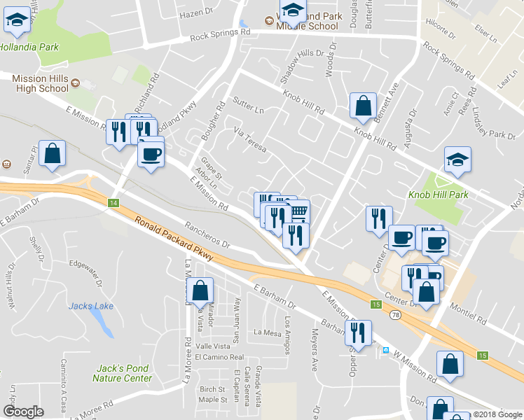 map of restaurants, bars, coffee shops, grocery stores, and more near 254 Cerco Rosado in San Marcos
