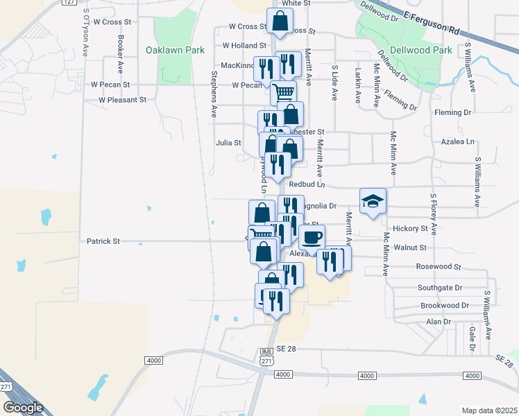 map of restaurants, bars, coffee shops, grocery stores, and more near 1708 Shadywood Lane in Mount Pleasant