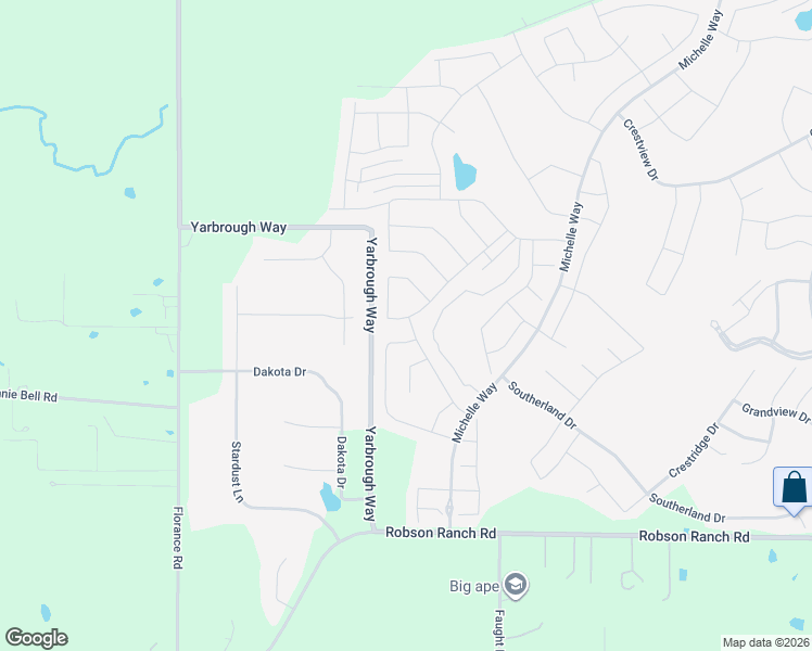 map of restaurants, bars, coffee shops, grocery stores, and more near 9805 Flint Way in Denton