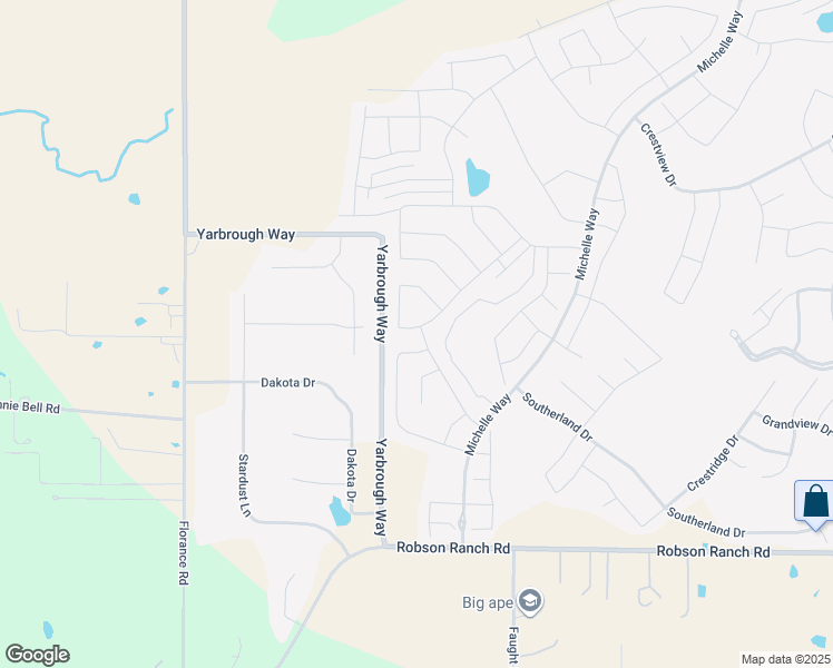 map of restaurants, bars, coffee shops, grocery stores, and more near 9805 Flint Way in Denton