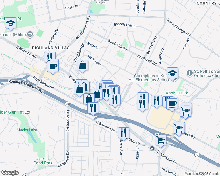map of restaurants, bars, coffee shops, grocery stores, and more near 158 Calle Guernica in San Marcos