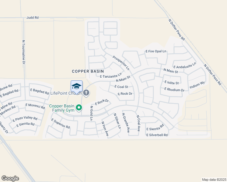 map of restaurants, bars, coffee shops, grocery stores, and more near 28462 North Dolomite Lane in Queen Creek