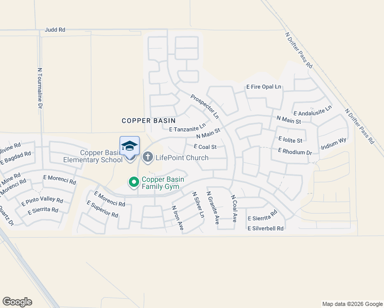 map of restaurants, bars, coffee shops, grocery stores, and more near 28462 North Dolomite Lane in Queen Creek