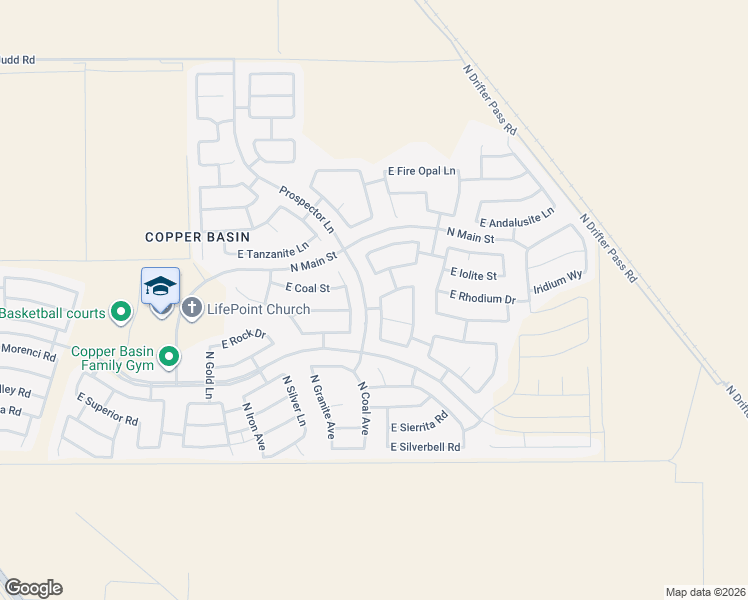 map of restaurants, bars, coffee shops, grocery stores, and more near 28489 North Coal Avenue in San Tan Valley