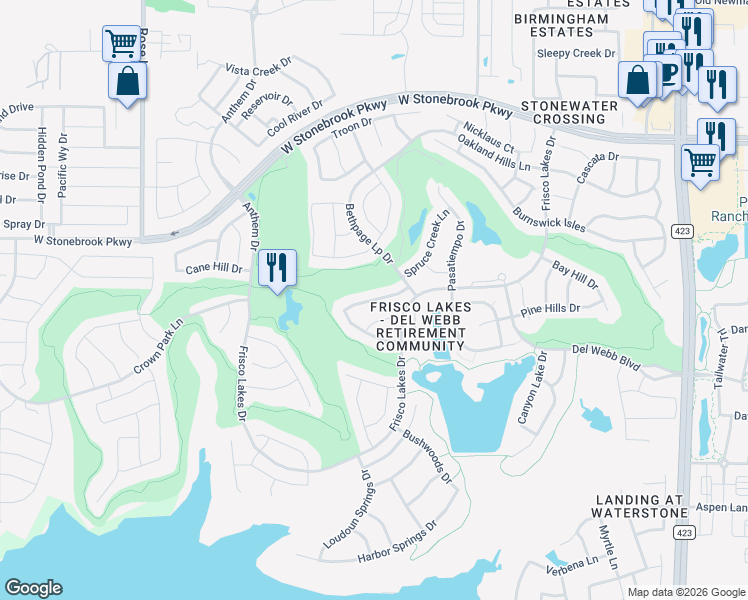 map of restaurants, bars, coffee shops, grocery stores, and more near 7135 Maumee Valley Ct in Frisco
