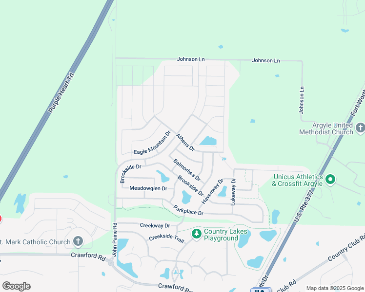 map of restaurants, bars, coffee shops, grocery stores, and more near 9413 Athens Drive in Argyle
