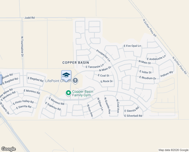 map of restaurants, bars, coffee shops, grocery stores, and more near 28645 North Dolomite Lane in Queen Creek