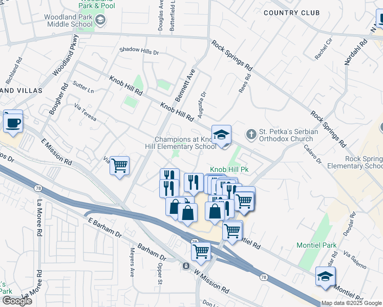 map of restaurants, bars, coffee shops, grocery stores, and more near 1591 Rambla Puesta in San Marcos