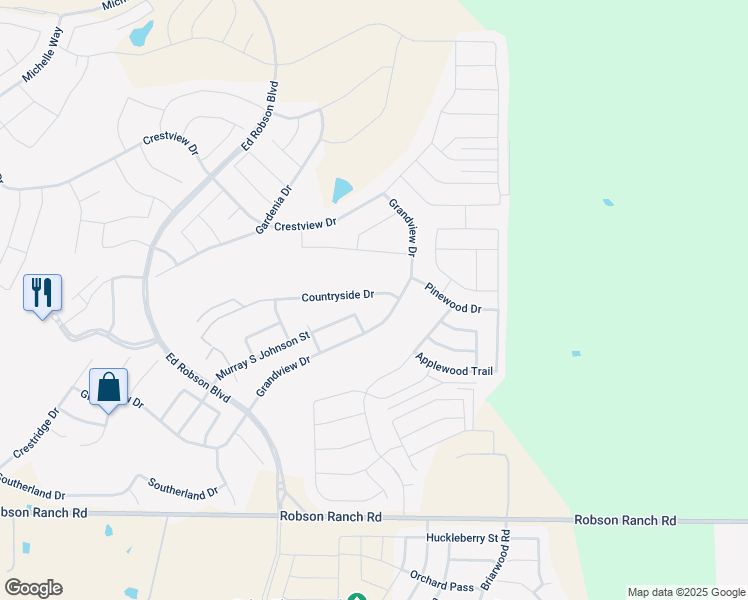 map of restaurants, bars, coffee shops, grocery stores, and more near 10000 Countryside Drive in Denton