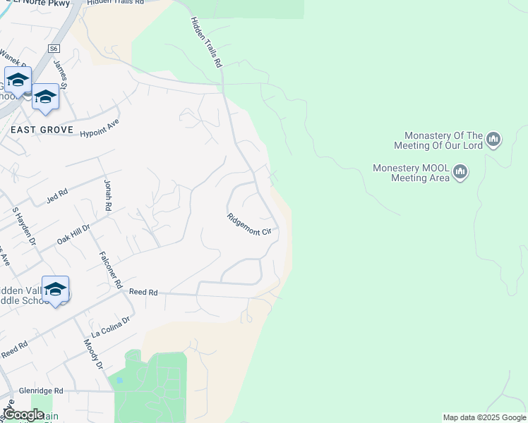 map of restaurants, bars, coffee shops, grocery stores, and more near 595 Hidden Trails Road in Escondido