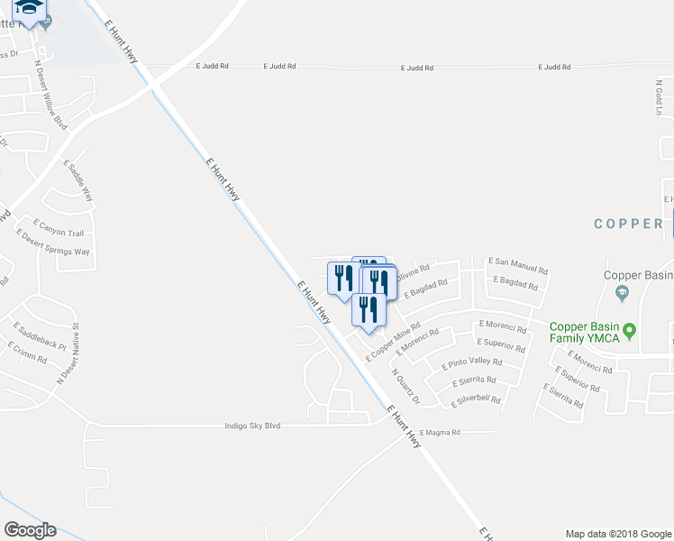 map of restaurants, bars, coffee shops, grocery stores, and more near 2376 East Olivine Road in San Tan Valley