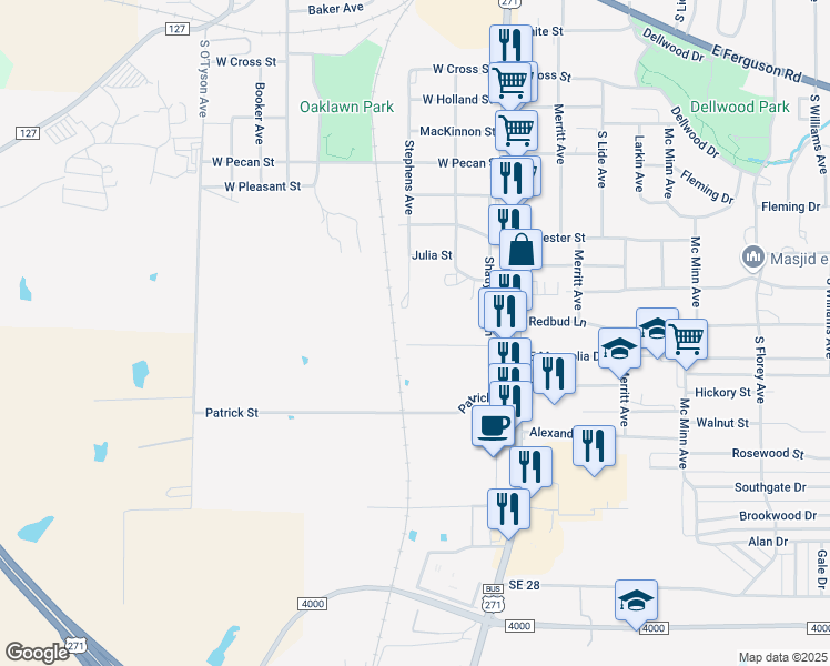 map of restaurants, bars, coffee shops, grocery stores, and more near 322 West Magnolia Drive in Mount Pleasant