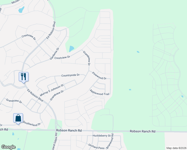 map of restaurants, bars, coffee shops, grocery stores, and more near 9721 Pinewood Drive in Denton