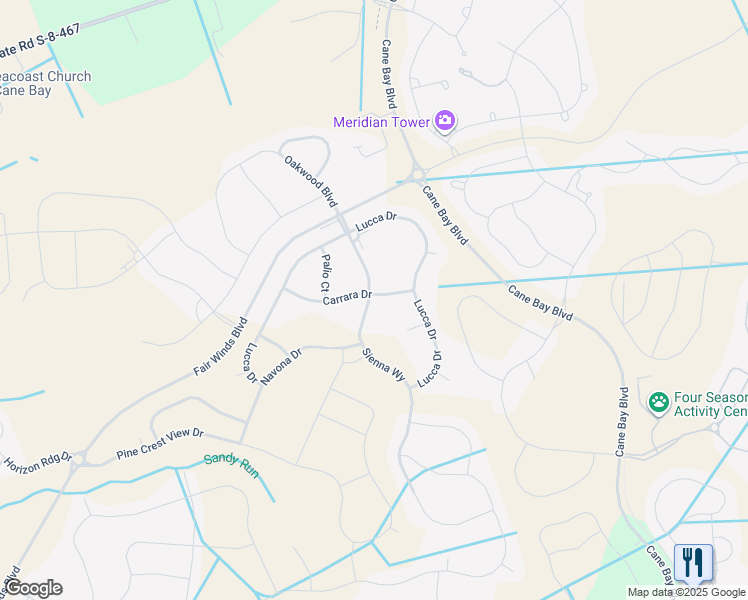 map of restaurants, bars, coffee shops, grocery stores, and more near 441 Carrara Drive in Summerville