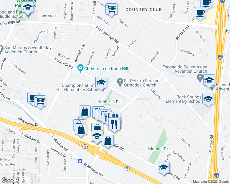 map of restaurants, bars, coffee shops, grocery stores, and more near 1896 Matin Circle in San Marcos