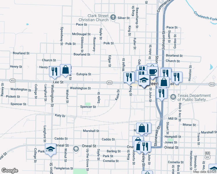 map of restaurants, bars, coffee shops, grocery stores, and more near 3228 Washington Street in Greenville