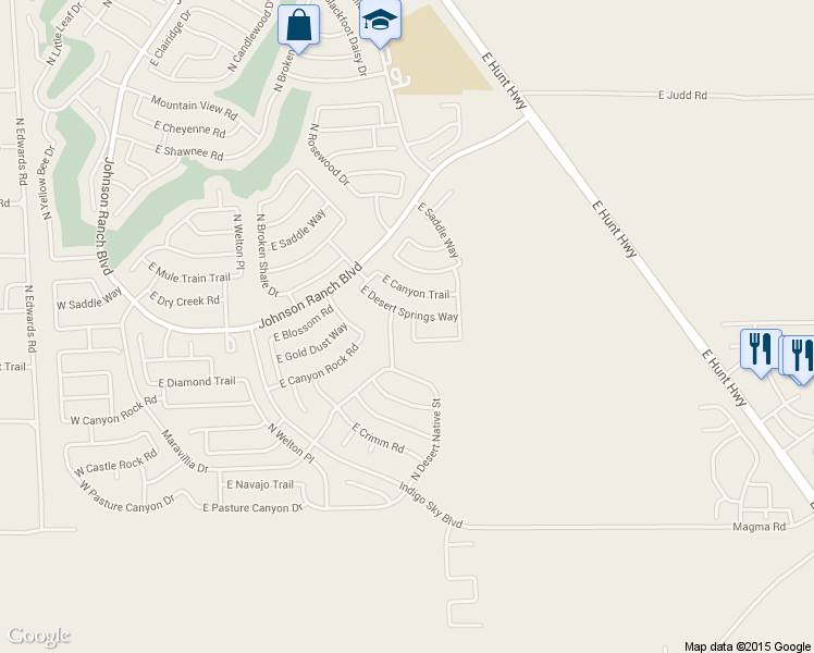 map of restaurants, bars, coffee shops, grocery stores, and more near 28652 North Rainfall Drive in Queen Creek