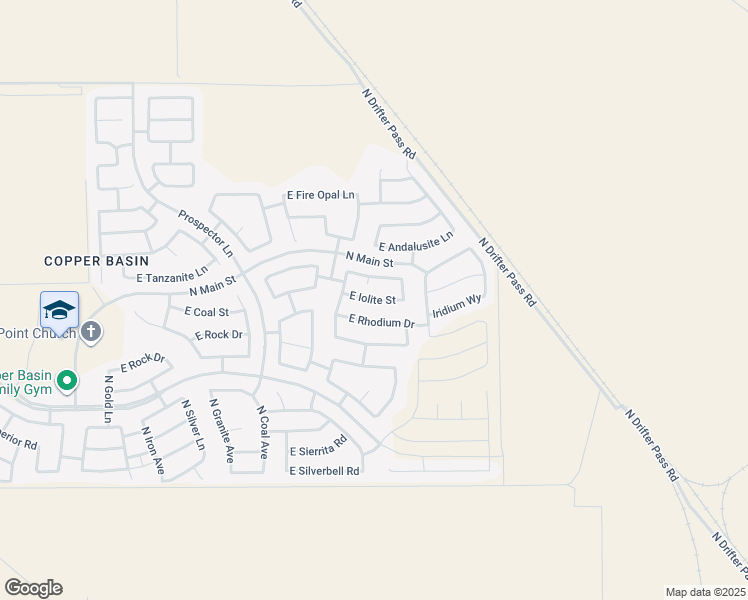 map of restaurants, bars, coffee shops, grocery stores, and more near East Iolite Street in San Tan Valley